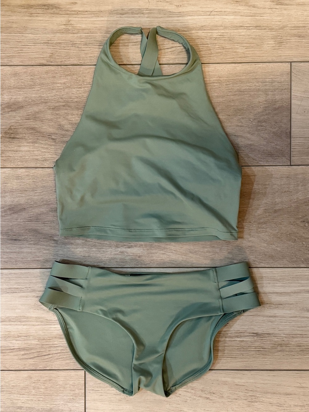 Athleta Olive Green High Neck Bikini Set – Size Small